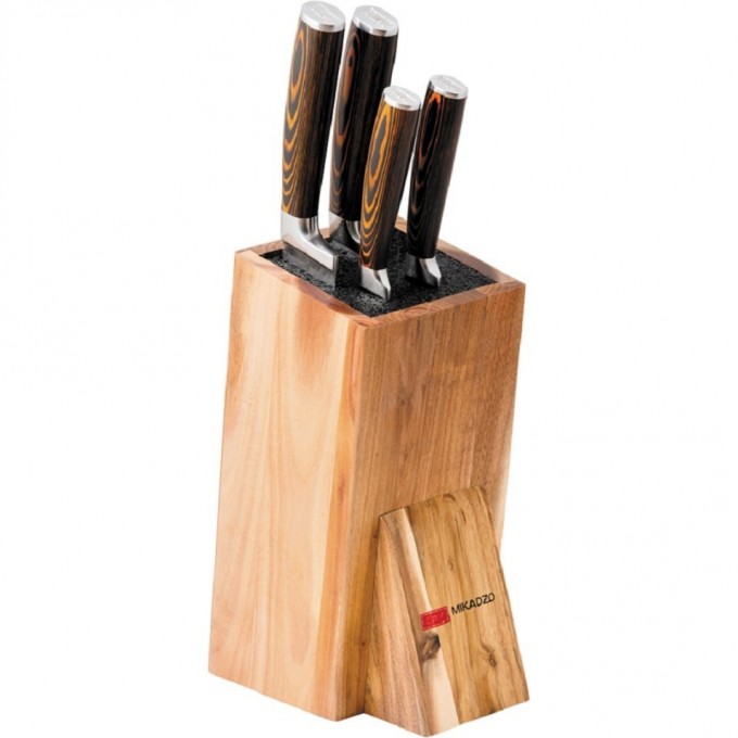 Набор ножей (4 ножа) на деревянной подставке OMOIKIRI DAMASCUS SUMINAGASHI-SET 4996233 Набор ножей (4 ножа) на деревянной подставке OMOIKIRI DAMASCUS SUMINAGASHI-SET 4996233